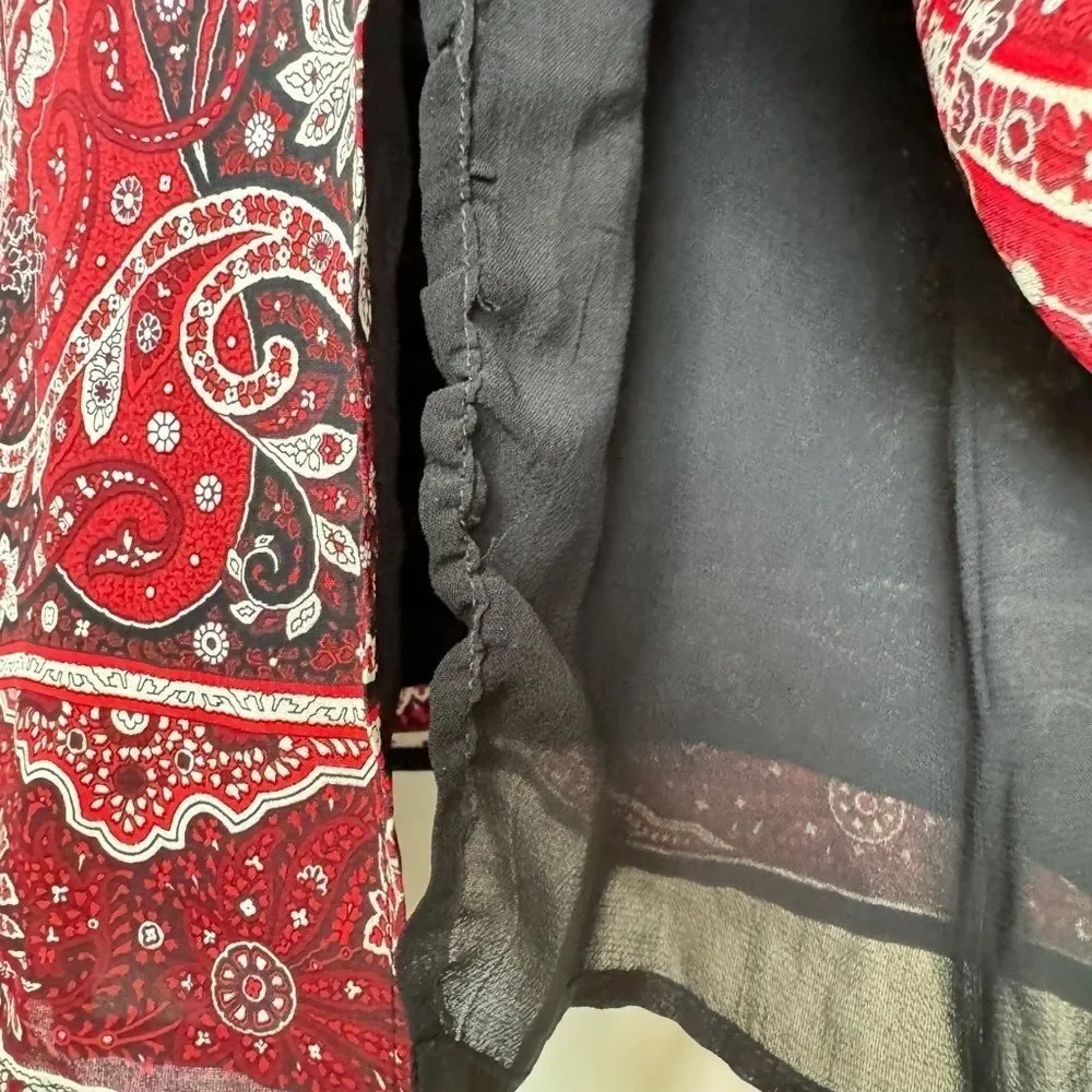 Vintage 90s Slip Dress Paisley Burgundy Grunge Y2K Spaghetti Strap - Picture 8 of 14